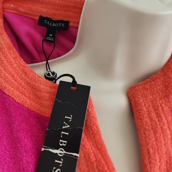 Talbots NWT Pink Terry Cloth Tunic V Neck Pullover Top | Medium - Picture 4 of 4